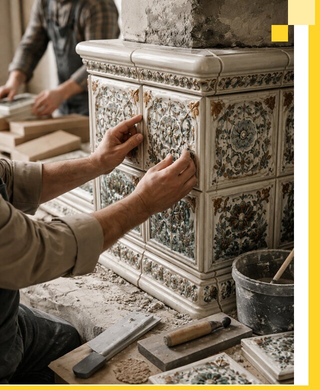 Изразцовые камины под ключ в Ессентуках: проект и монтаж