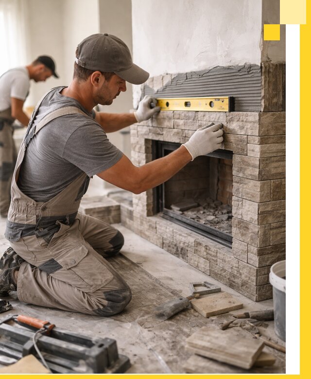 Облицовка каминов в Ессентуках, монтаж и отделка натуральным камнем