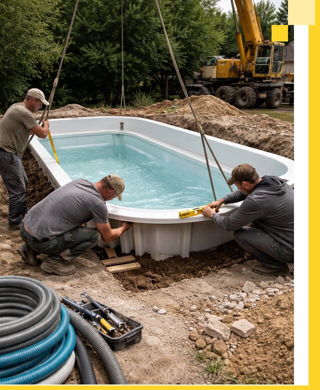 Установка и монтаж композитных бассейнов под ключ в Ессентуках