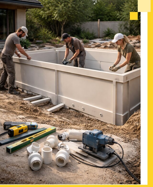 Установка полипропиленовых бассейнов под ключ в Ессентуках