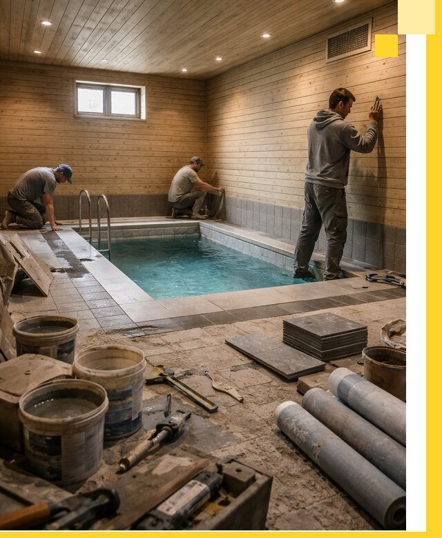 Строительство бани с бассейном и сауной под ключ в Ессентуках