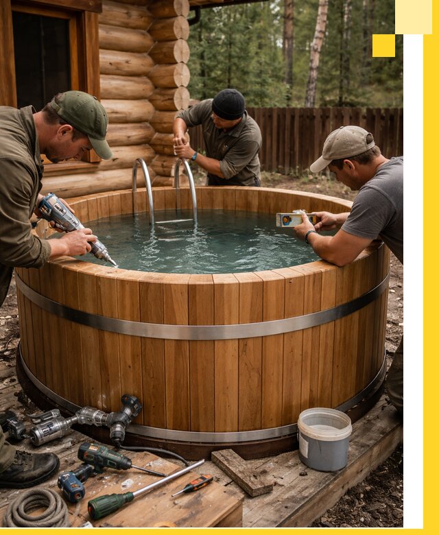 Строительство бань с купелью под ключ и отделкой в Ессентуках