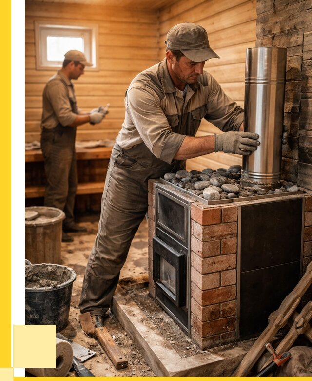 Монтаж печи в бане под ключ в Ессентуках от 20394 р. | ЭриданСсн