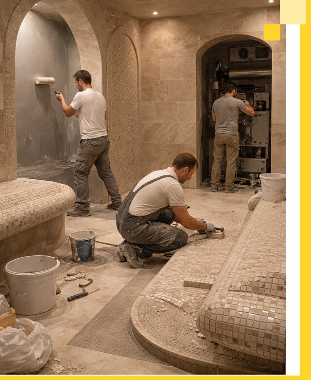 Строительство бани с хамамом и бассейном под ключ в Ессентуках