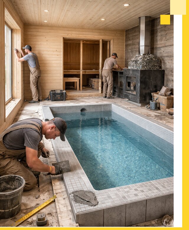 Проект бани с бассейном и сауной в Ессентуках под ключ