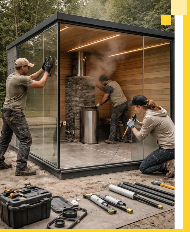 Проектирование и строительство стеклянных бань в Ессентуках