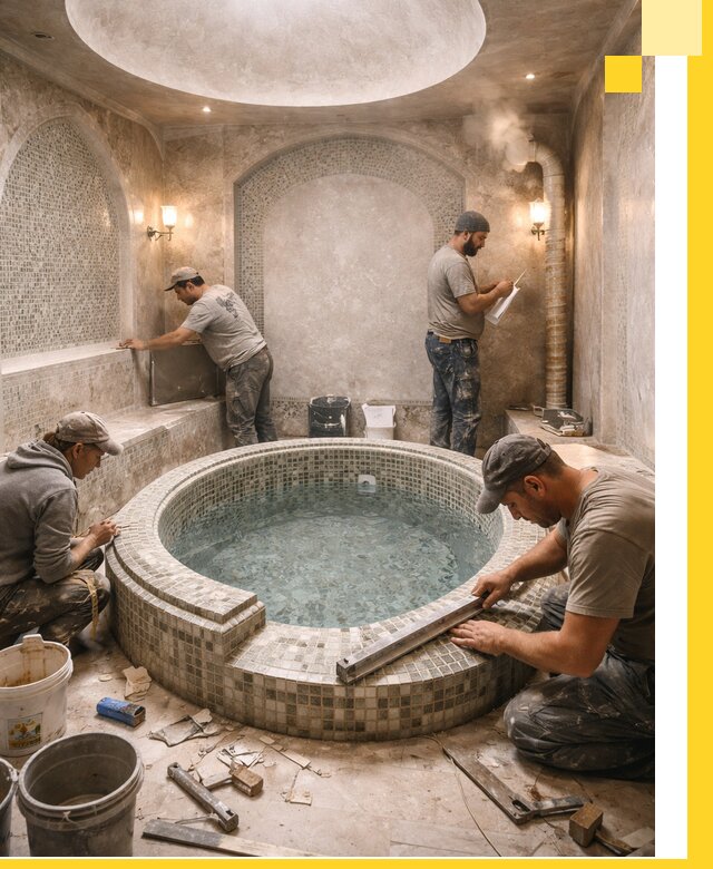 Профессиональное строительство хамама с бассейном в Ессентуках под ключ