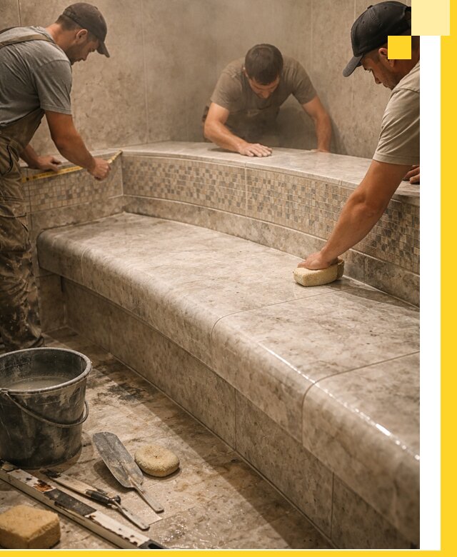 Изготовление и установка сидений для хамама в Ессентуках