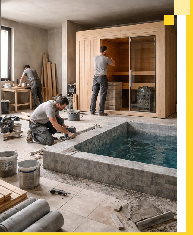 SPA зоны под ключ с бассейном сауной и печью в Ессентуках